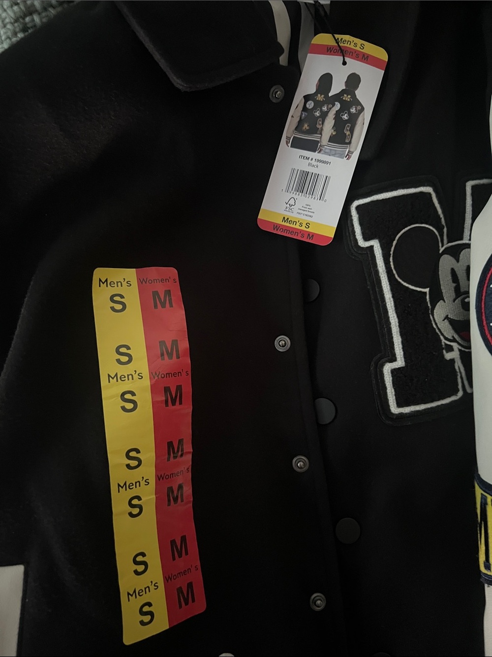Black & White Graphic Mickey Varsity Jacket - Picture 7 of 8